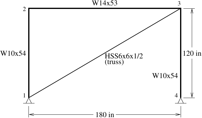 Example frame structure with diagonal brace