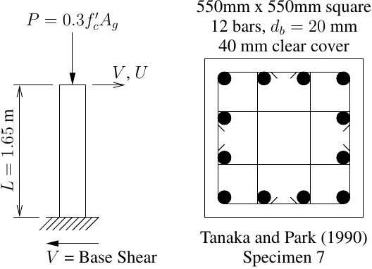 Reinforced concrete column specimen 7 from Tanaka and Park