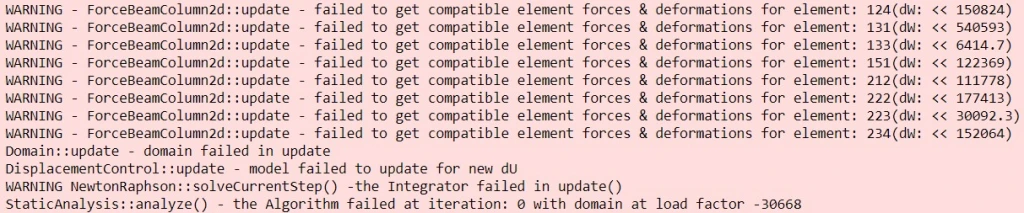 OpenSees analysis output