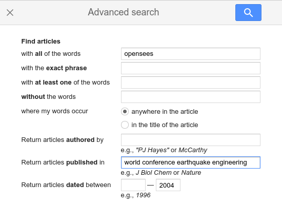 Google Scholar advanced search