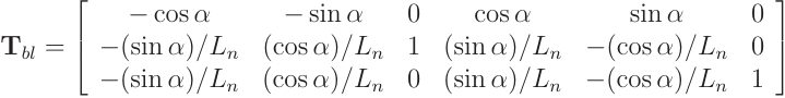 Transformation matrix from local to basic system