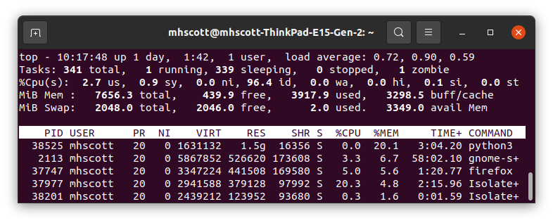 Memory usage after MLE completes with ElasticOrthotropic material