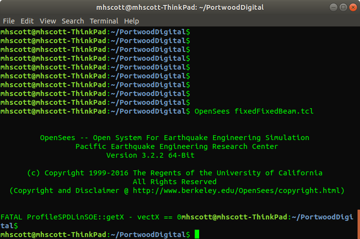 Fixed-fixed beam analysis using ProfileSPD solver