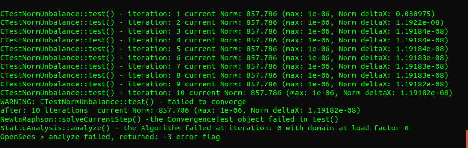 Convergence with NormUnbalance and Penalty constraints